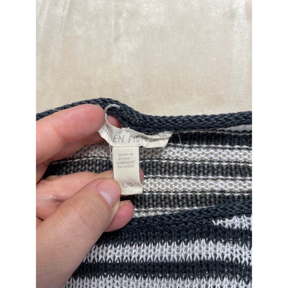 Eileen Fisher Womans Round Neck Stripped Organic Linen Loose Fit Top Large - Picture 4 of 7